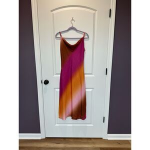 Skies Are Blue Pink and Orange Midi Dress